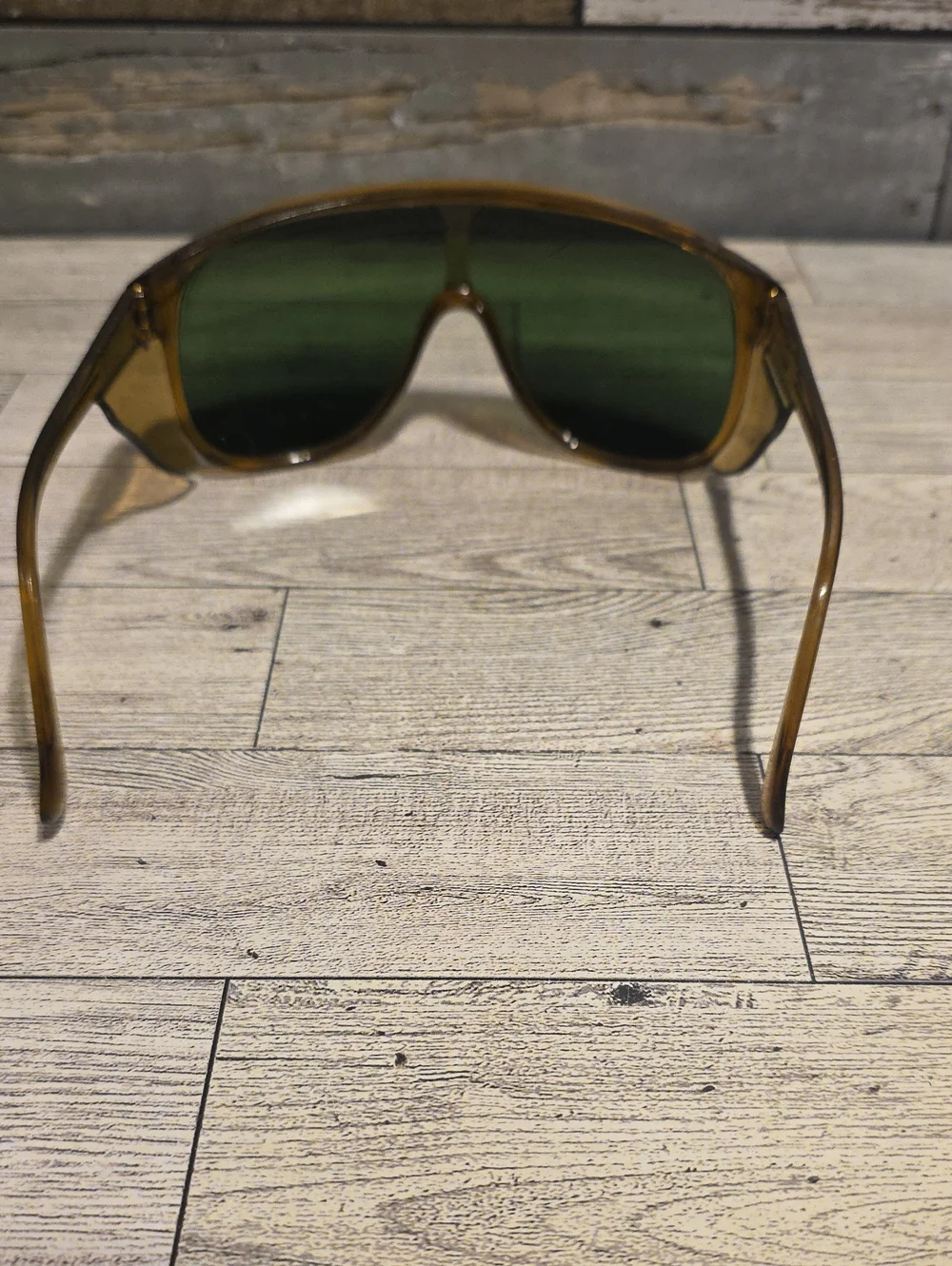 Vintage Spectra Men's Brown Frame Sunglasses with Green Lenses